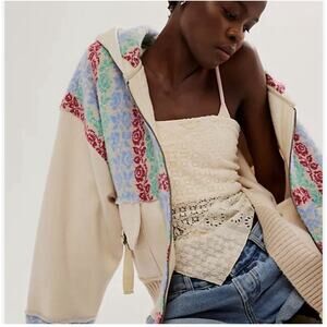 Size Large L Free People Rockwell Sweatshirt Jacket In Cream SOLD OUT MSRP $200